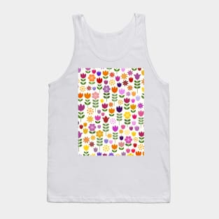 Scandinavian Style Colorful Flowers Pattern Tank Top